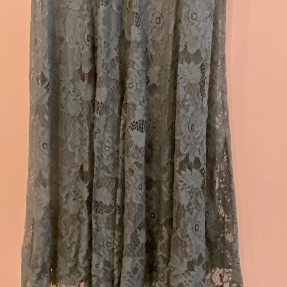 LULU'S Forest Green Spaghetti Strap Vneck Maxi Prom Dress Size Large - Picture 7 of 8